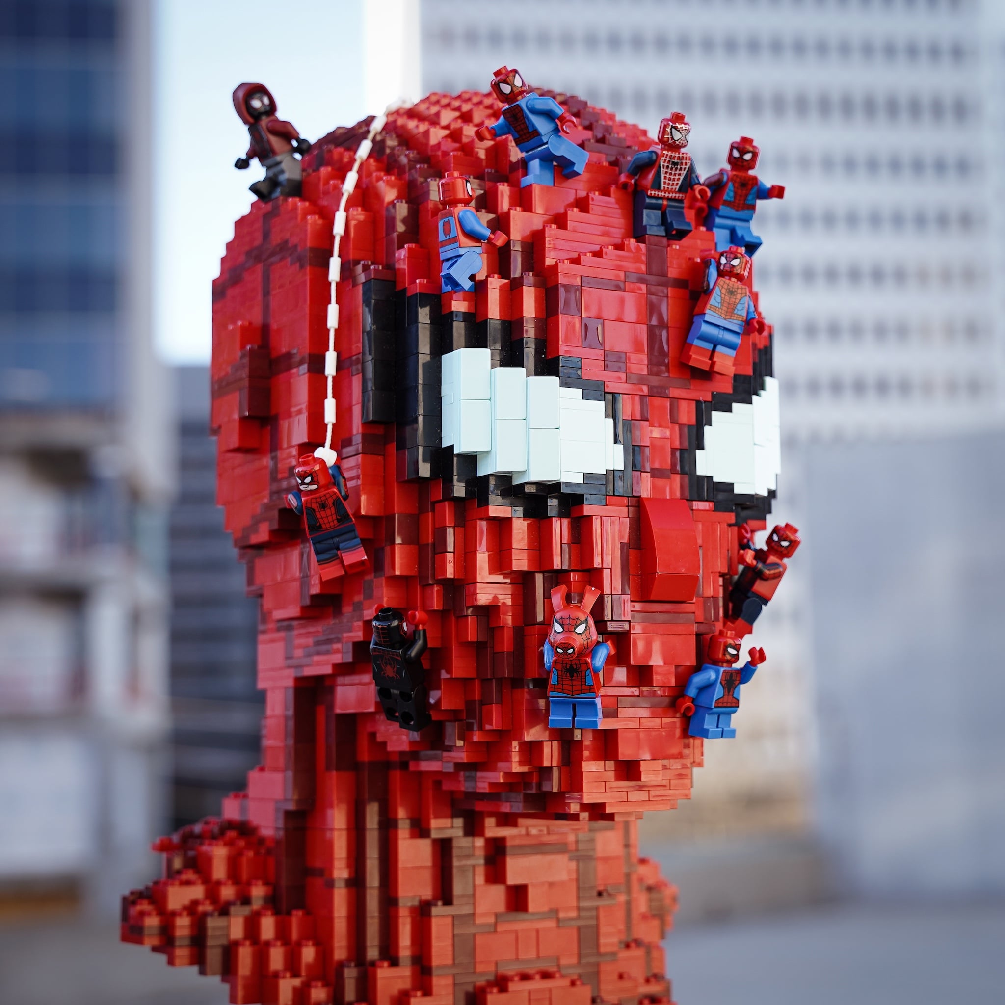 Peter (the Web Slinger) Life-Sized Bust made using LEGO parts