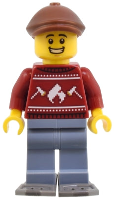 Man in Dark Red Ugly Christmas Sweater w/ Snow Shoes - LEGO City Minifigure (2024)