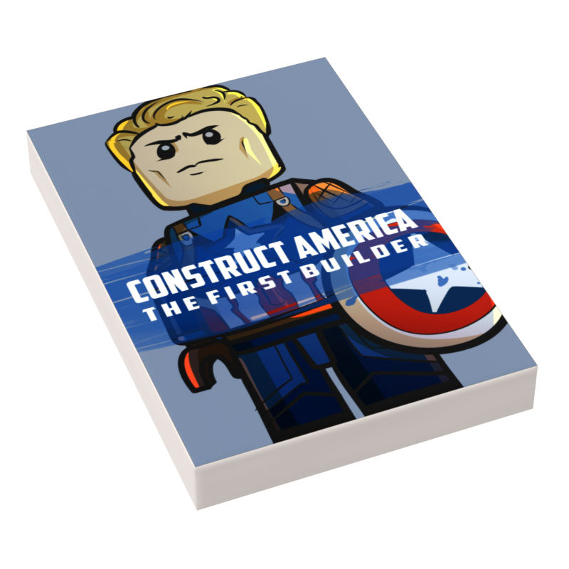 Construct America: First Builder Movie Cover (2x3 Tile) made using LEGO parts - B3 Customs