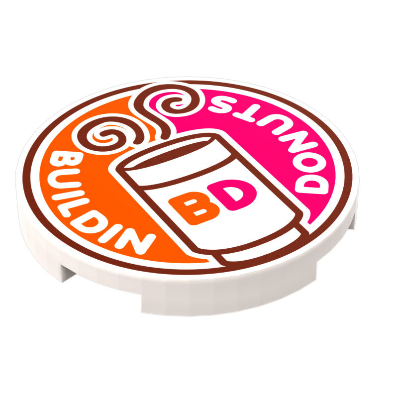 Buildin' Donuts Coffee Sign (3x3 Round Tile)