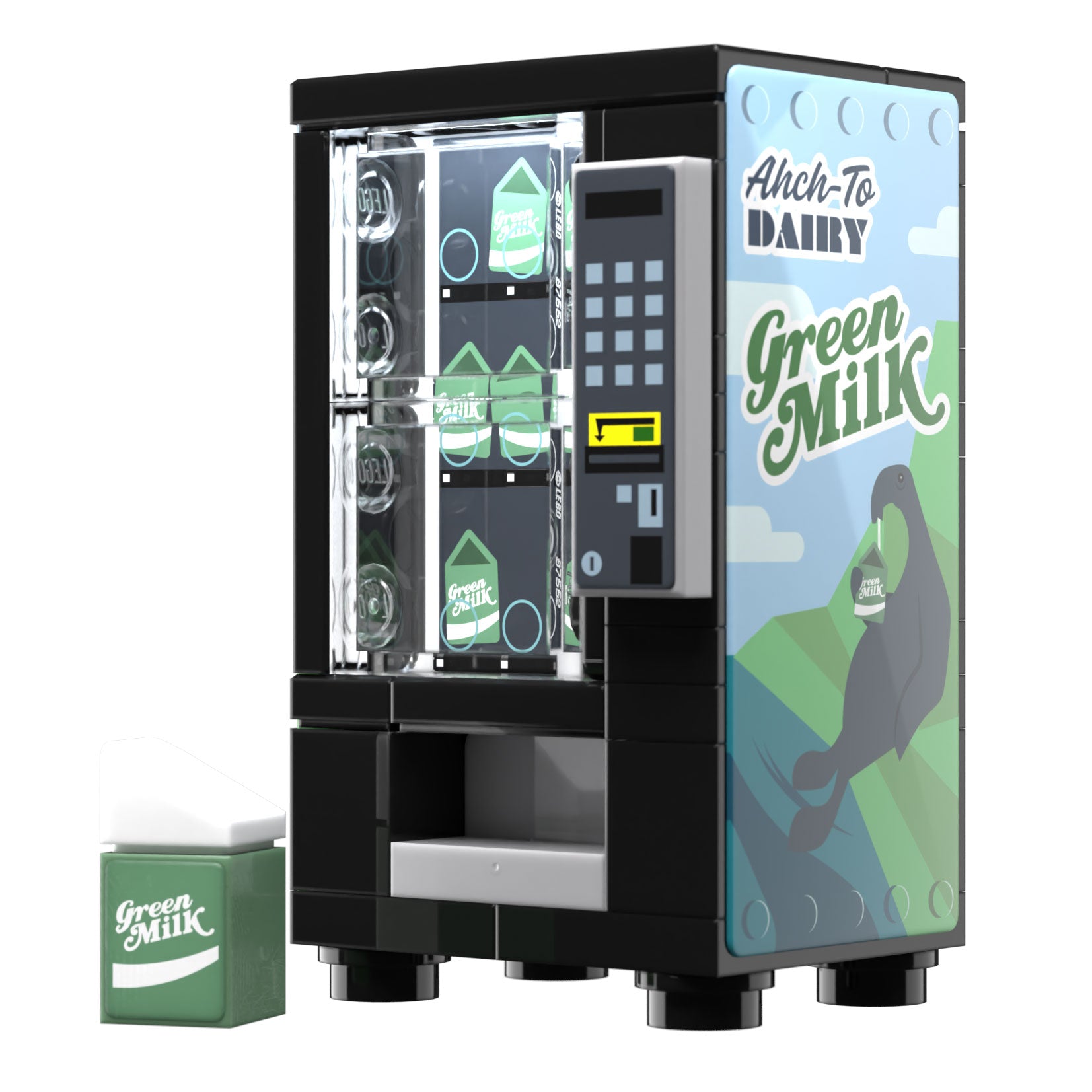 Green Milk Vending Machine Building Set made using LEGO parts - B3 Customs