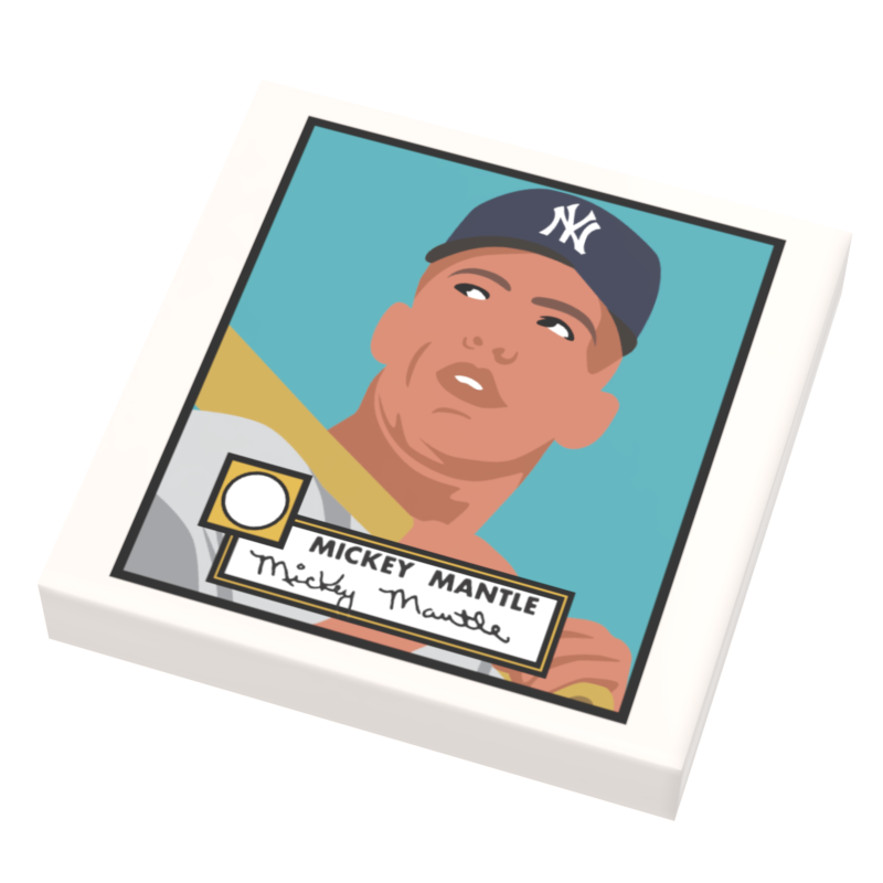 Mickey Mantle Baseball Card (2x2 Tile) made using LEGO part