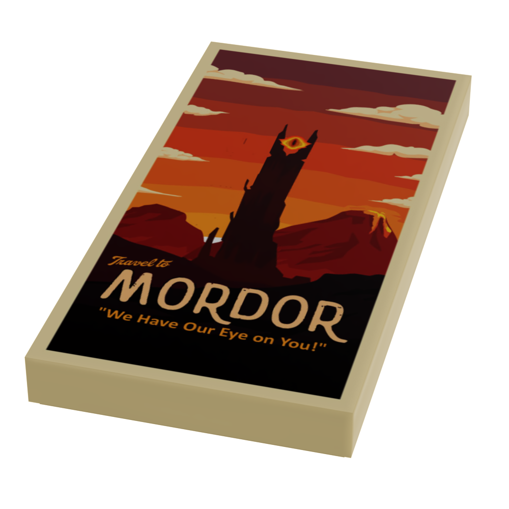Visit Mordor Travel Poster (2x4 Tile) made using LEGO parts