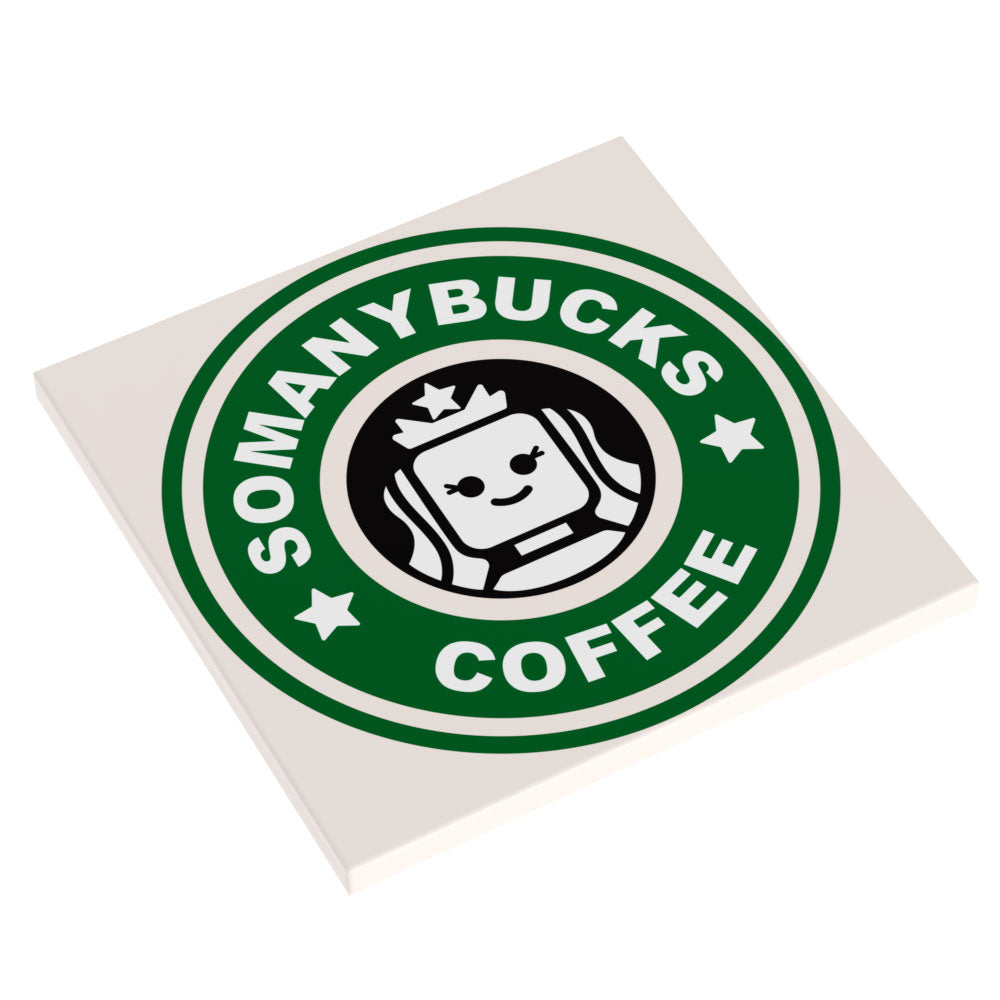 Big Somanybucks Coffee Sign (6x6 Tile) - B3 Customs made using LEGO parts