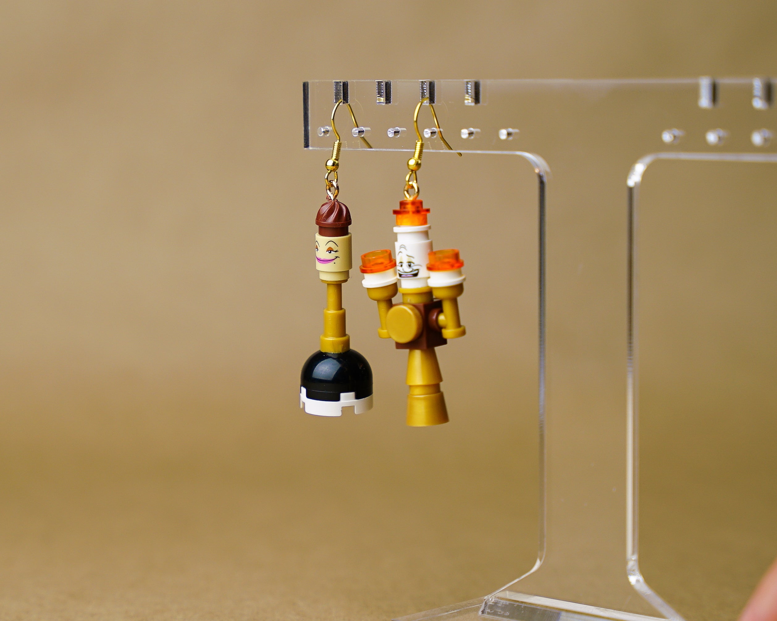 Beastly Castle Earrings with LEGO® Lumiere & Babbette Minifigures