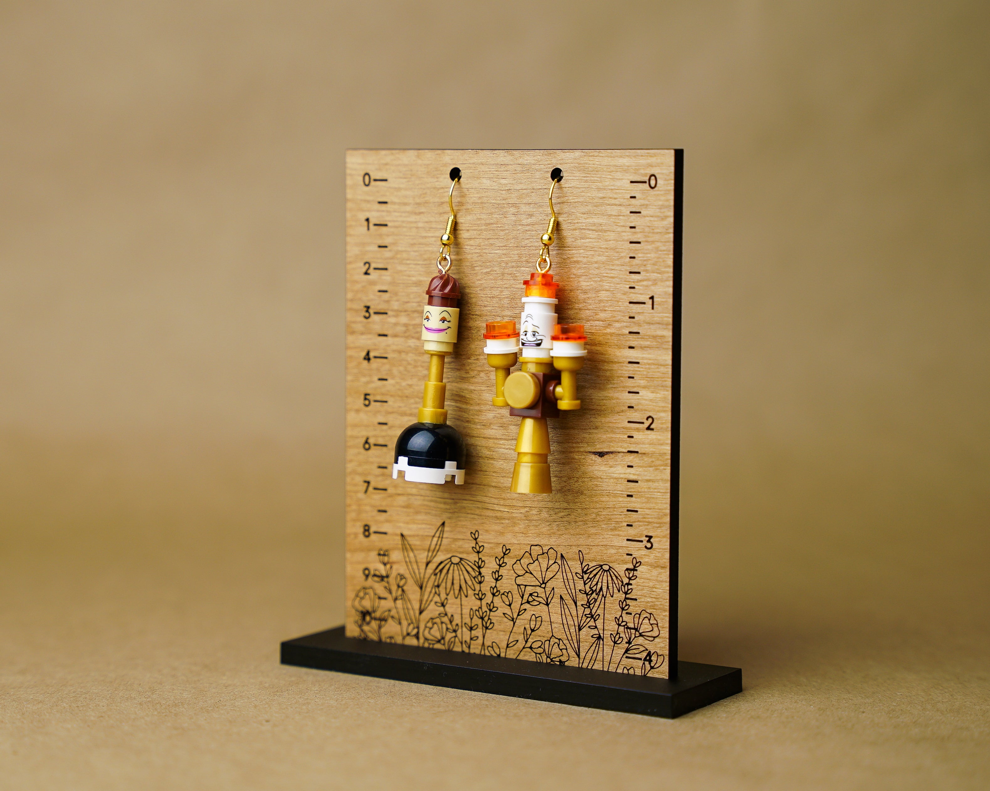 Beastly Castle Earrings with LEGO® Lumiere & Babbette Minifigures