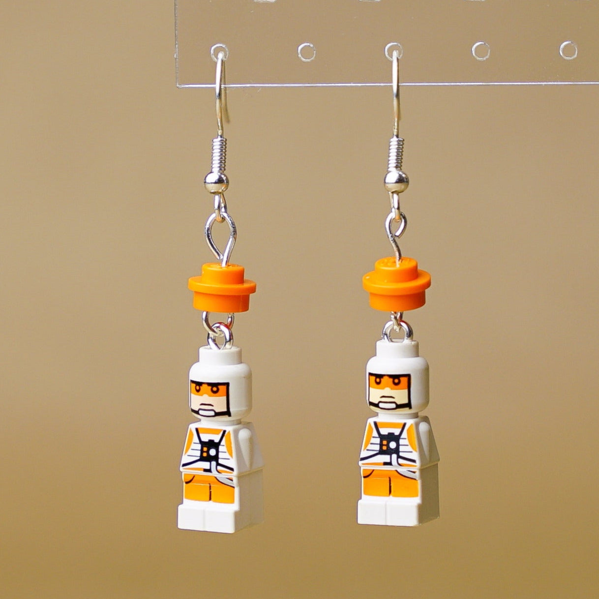 StudBee - Micro Rebel Star Pilot Minifigure Earrings, Handmade with Lego® Episode 4/5/6
