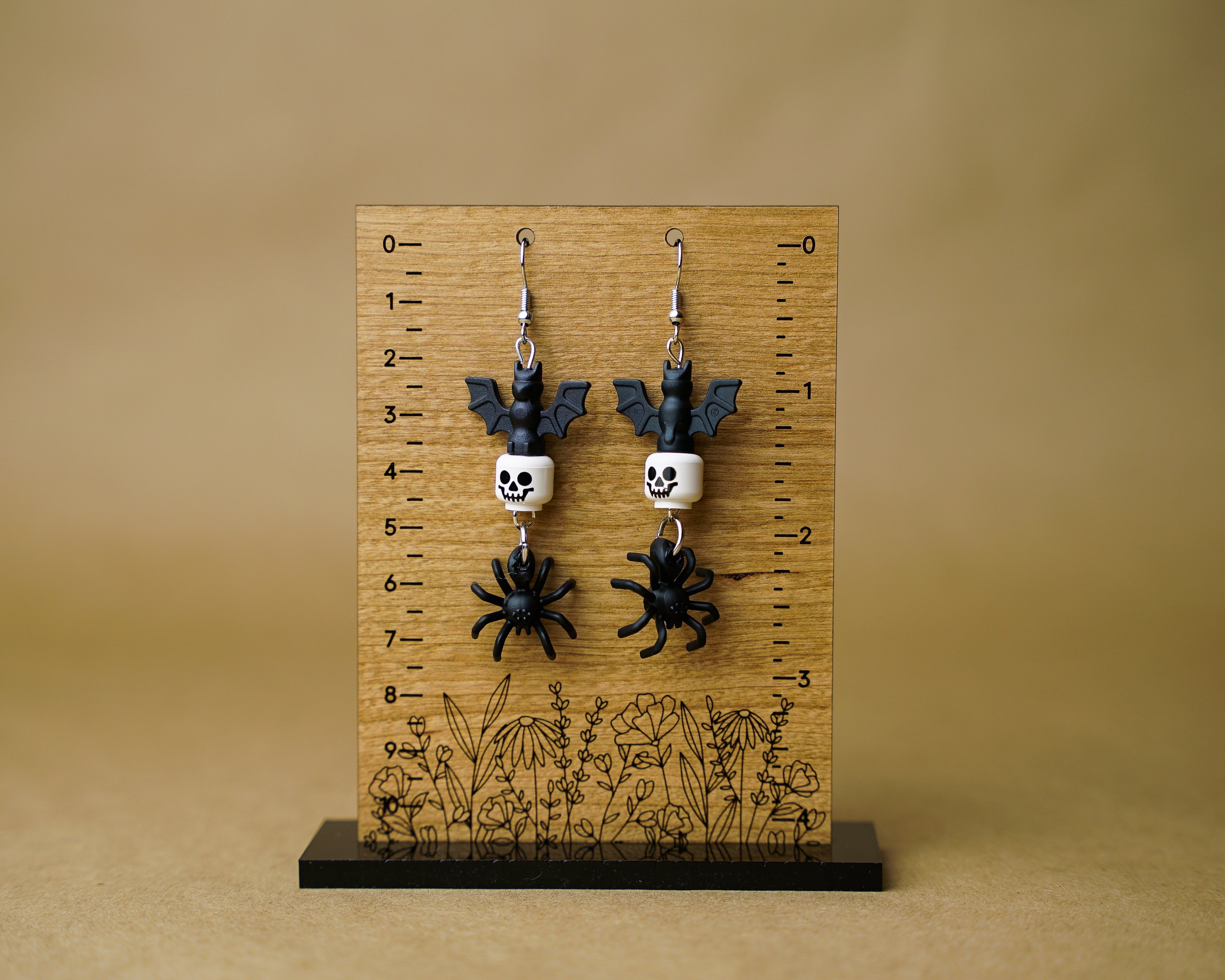 Frightful Night Halloween Earrings with Bats, Skulls & Spiders | Handmade from Authentic LEGO® Bricks