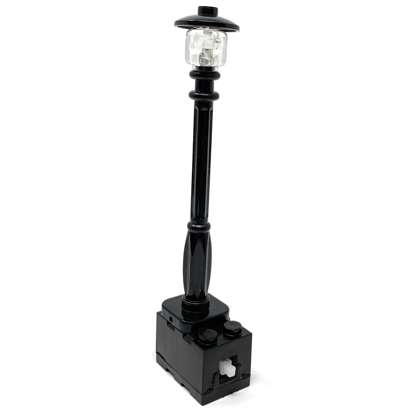 Black Light-Up Lamp Post (White / Cold Light) - Battery Brick Powered