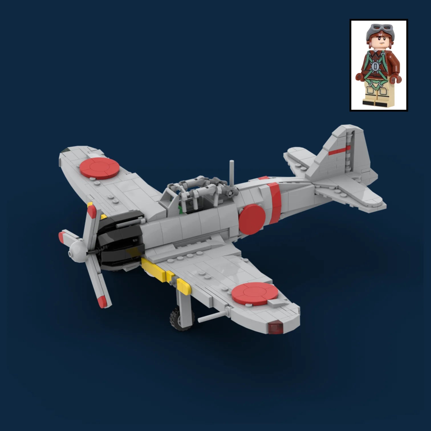 Mitsubishi A6M Zero - WWII Japanese Fighter Aircraft with WWII Japanese Pilot Minifigure - Bricks At War
