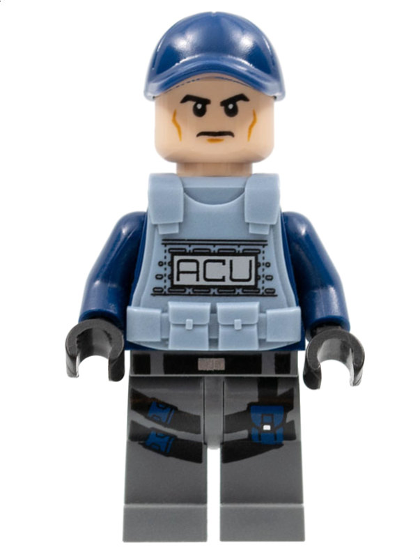 ACU Trooper (Male, Light Nougat Flesh, Blue Cap) - LEGO Jurassic World Minifigure (2015)