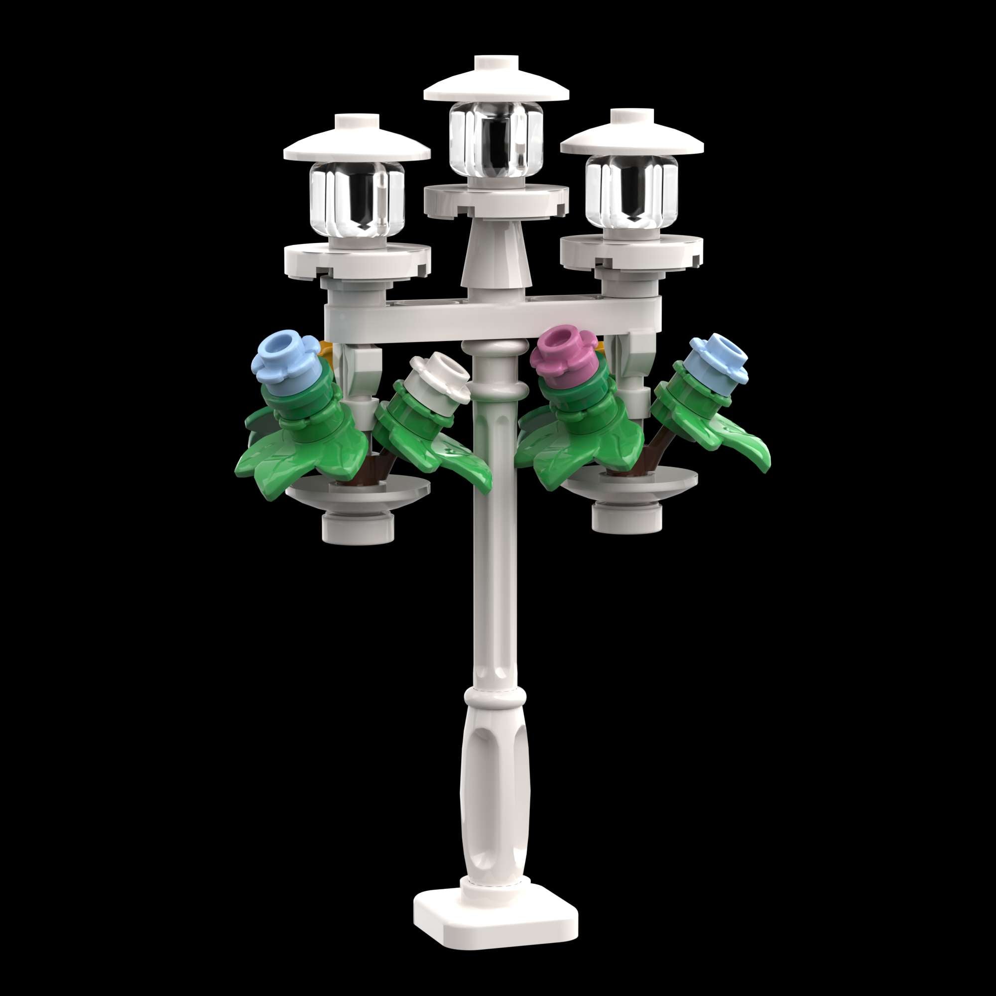 StudBee - White City Lamppost with Two Hanging Flower Baskets Kit