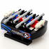 Mini foosball table with toy figures on a white background