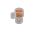 Clear glass mug with a coloring that makes it look like there is liquid inside on a white background