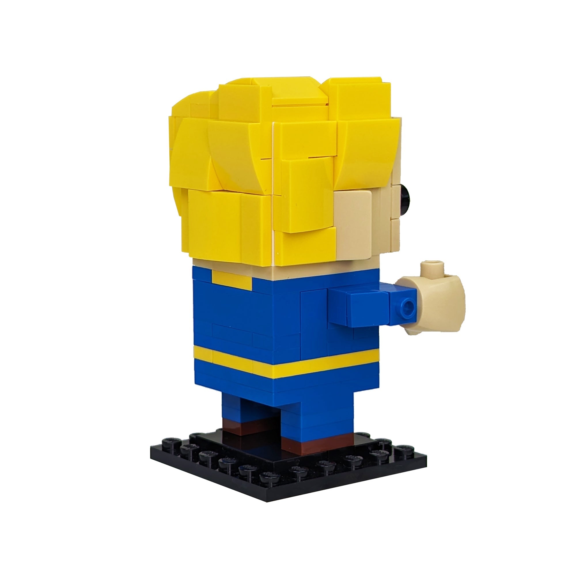 Vault Boy Vault Tec Brickheadz made using LEGO parts