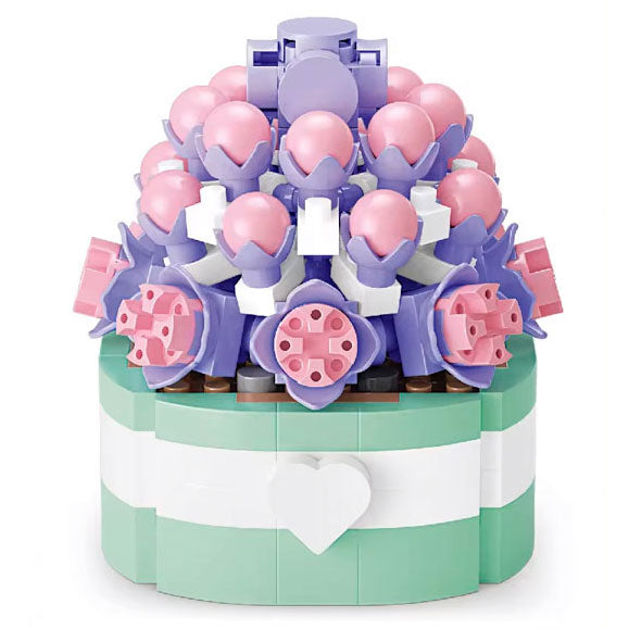 Pink + Purple Succulent Flower Plant 255-Piece Building Brick Toy Set (1252) - LEGO Compatible