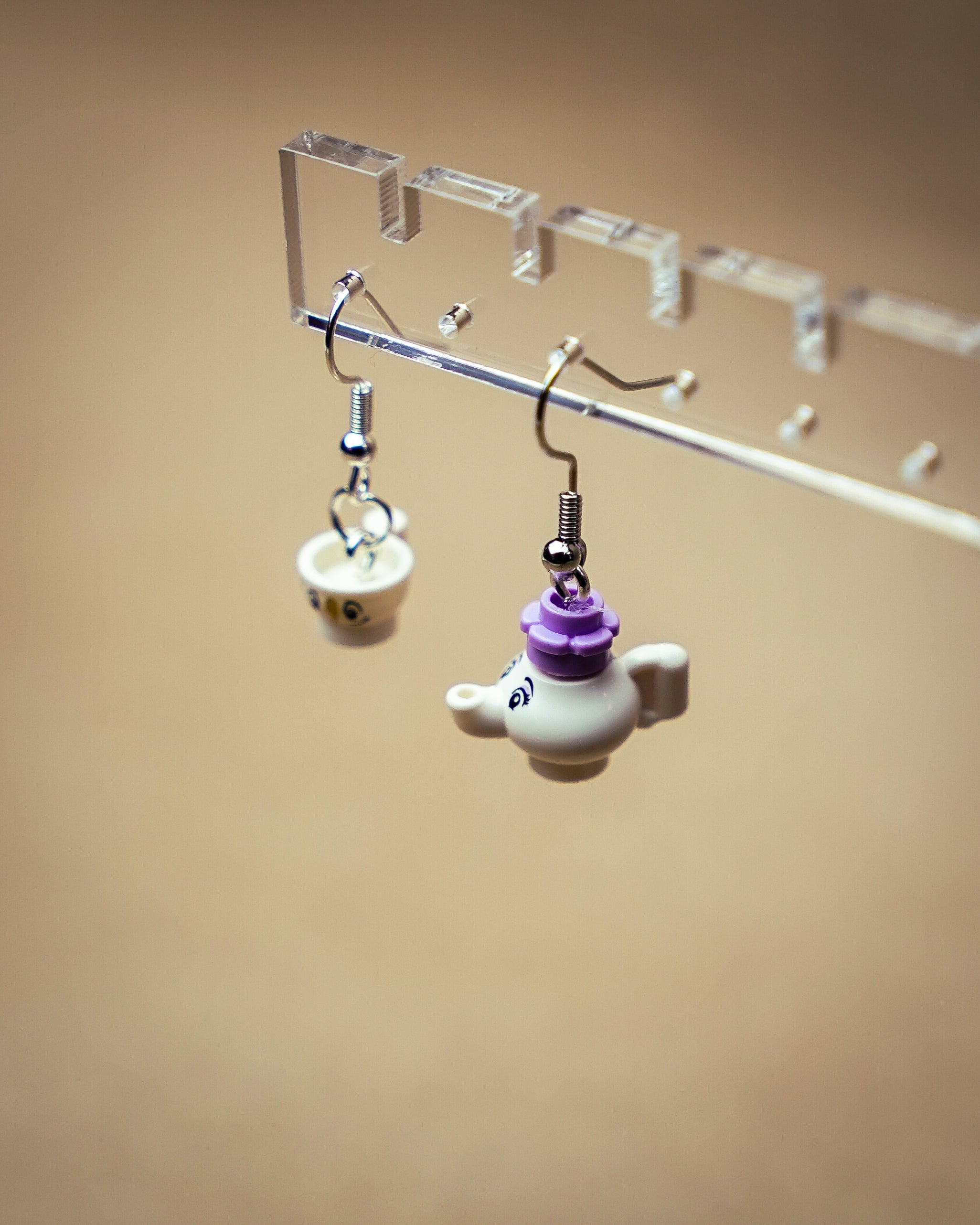 Beastly Cupboard LEGO® Earrings with Enchanted Mom Teapot & Son Chip