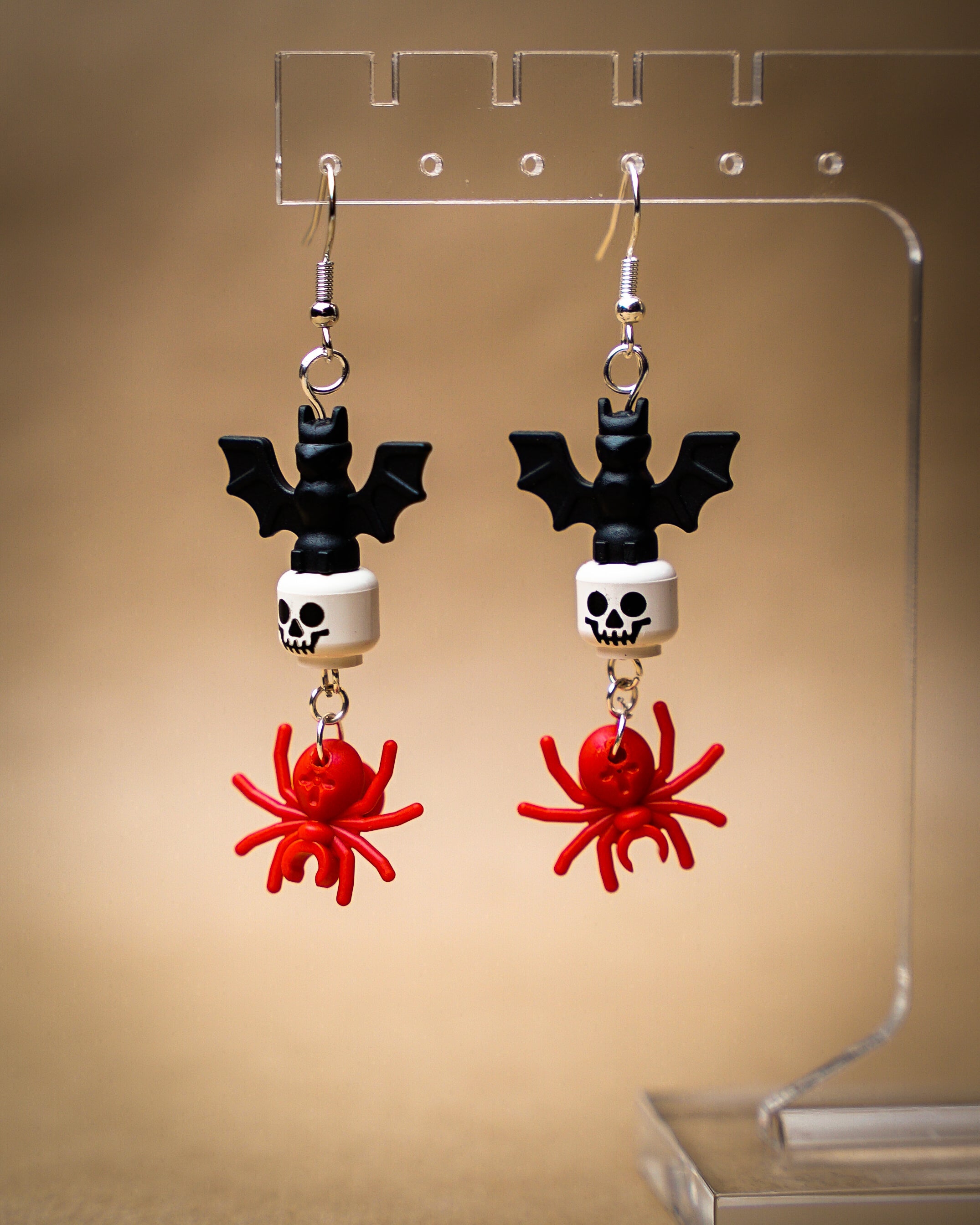 Frightful Night Halloween Earrings with Bats, Skulls & Spiders | Handmade from Authentic LEGO® Bricks