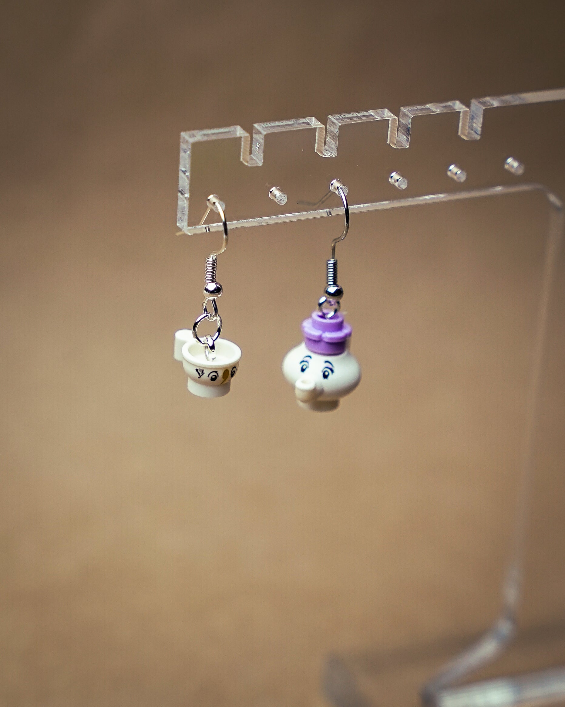 Beastly Cupboard LEGO® Earrings with Enchanted Mom Teapot & Son Chip