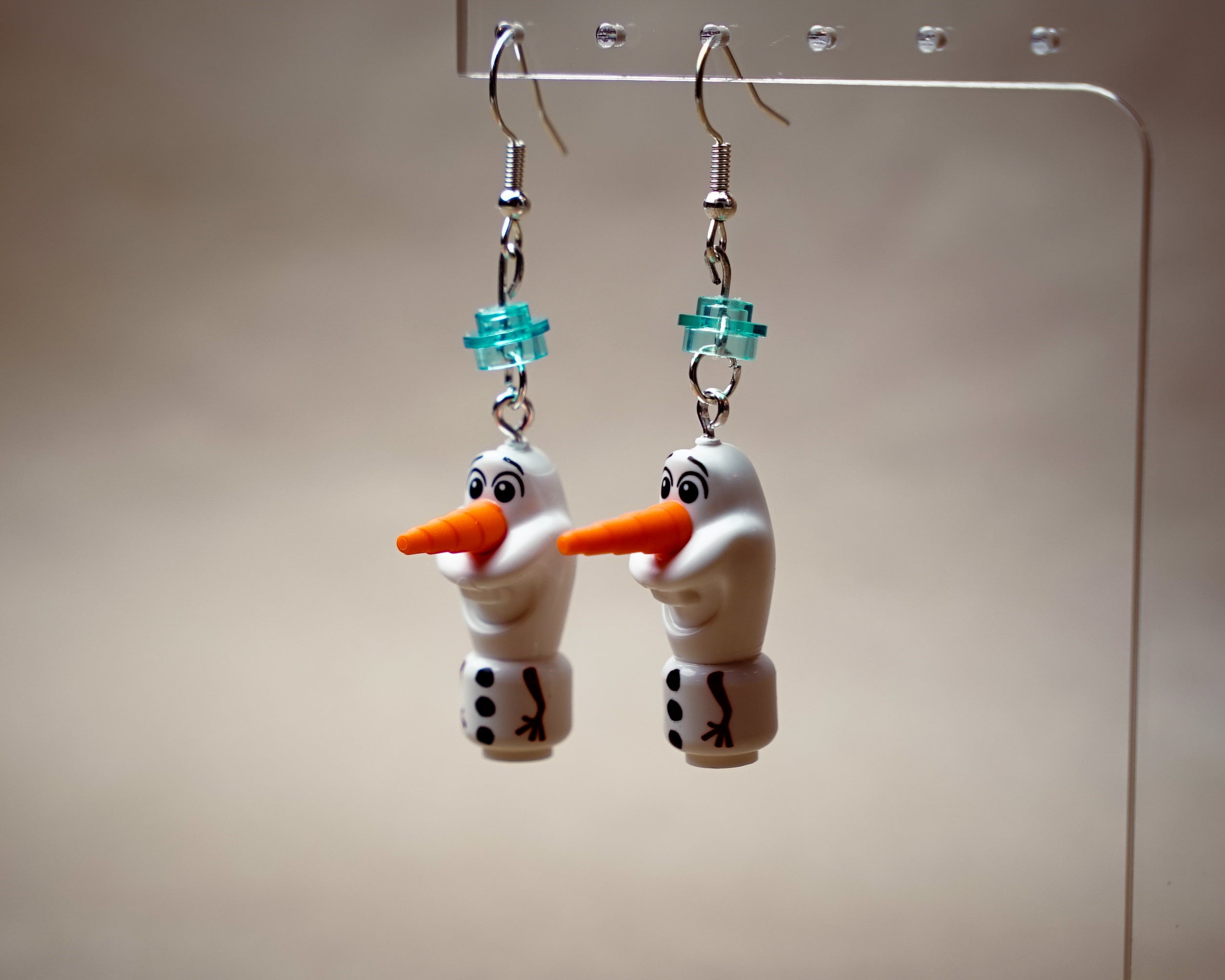 StudBee - Miniature Summer Loving Snowmen Earrings, Handmade with LEGO® Minifigures