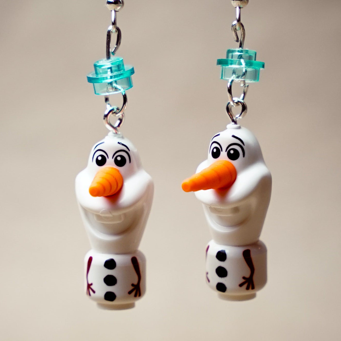 StudBee - Miniature Summer Loving Snowmen Earrings, Handmade with LEGO® Minifigures