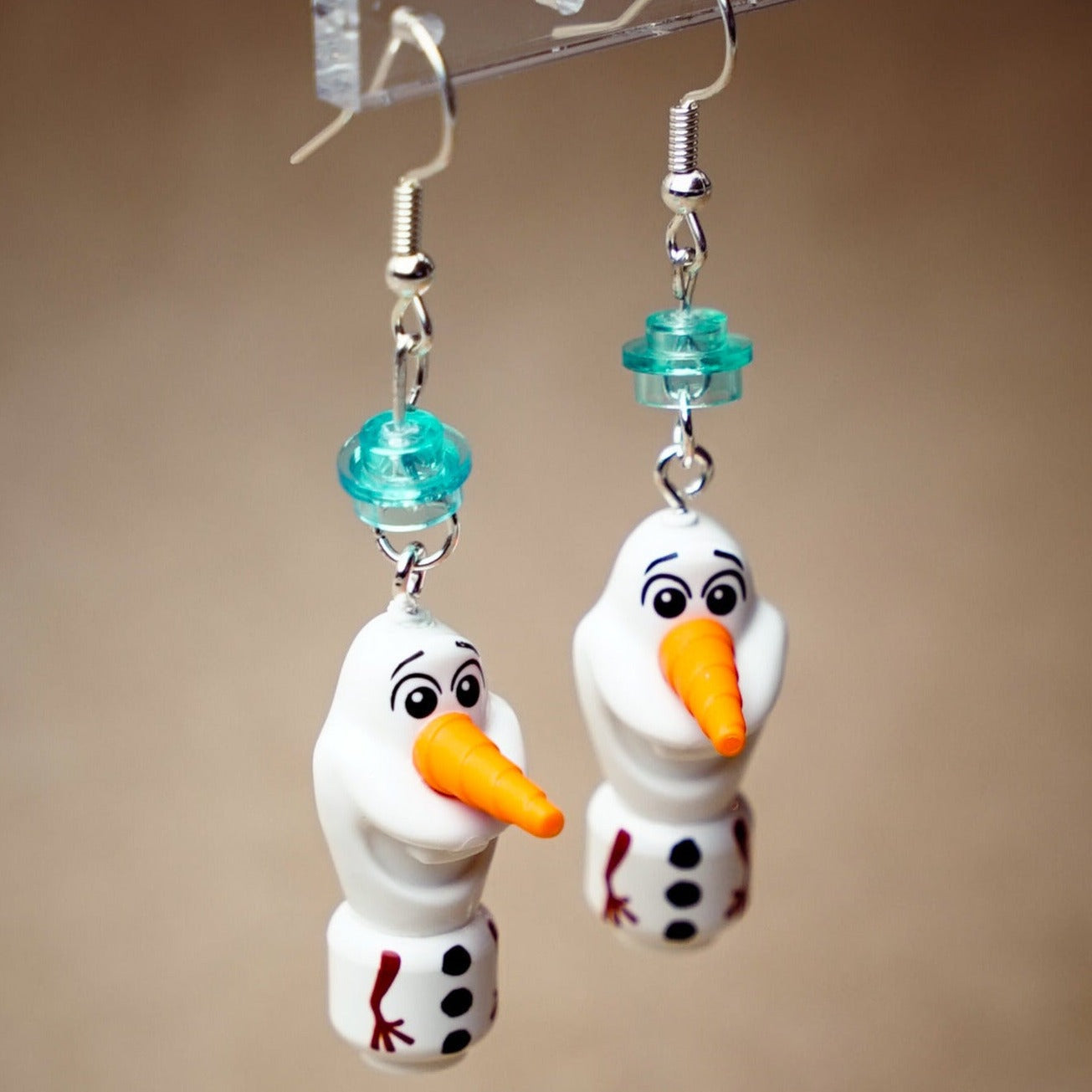 StudBee - Miniature Summer Loving Snowmen Earrings, Handmade with LEGO® Minifigures