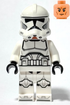 Toy figure of a clone trooper with a white helmet and black accents on a white background