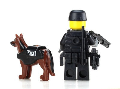 Police Officer w/ K9 Minifig made with LEGO parts