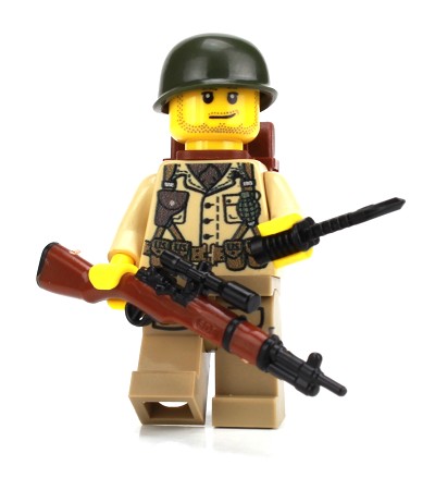 WW2 Single U.S. Army Soldier M1 Garand Rifle Minifigure made with LEGO parts