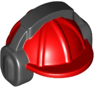 Red Construction Helmet with Headphones/Ear Protectors - Official LEGO® Part