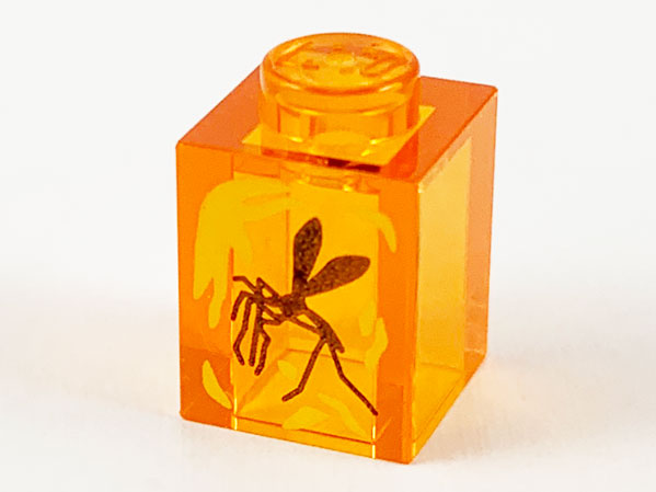 Brick 1 x 1 with Black Mosquito in Amber - LEGO Jurassic World (2022)