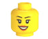 Head Female Black Eyebrows, Peach Lips Open Smile Pattern (Yellow Flesh) - Official LEGO® Minifigure Head