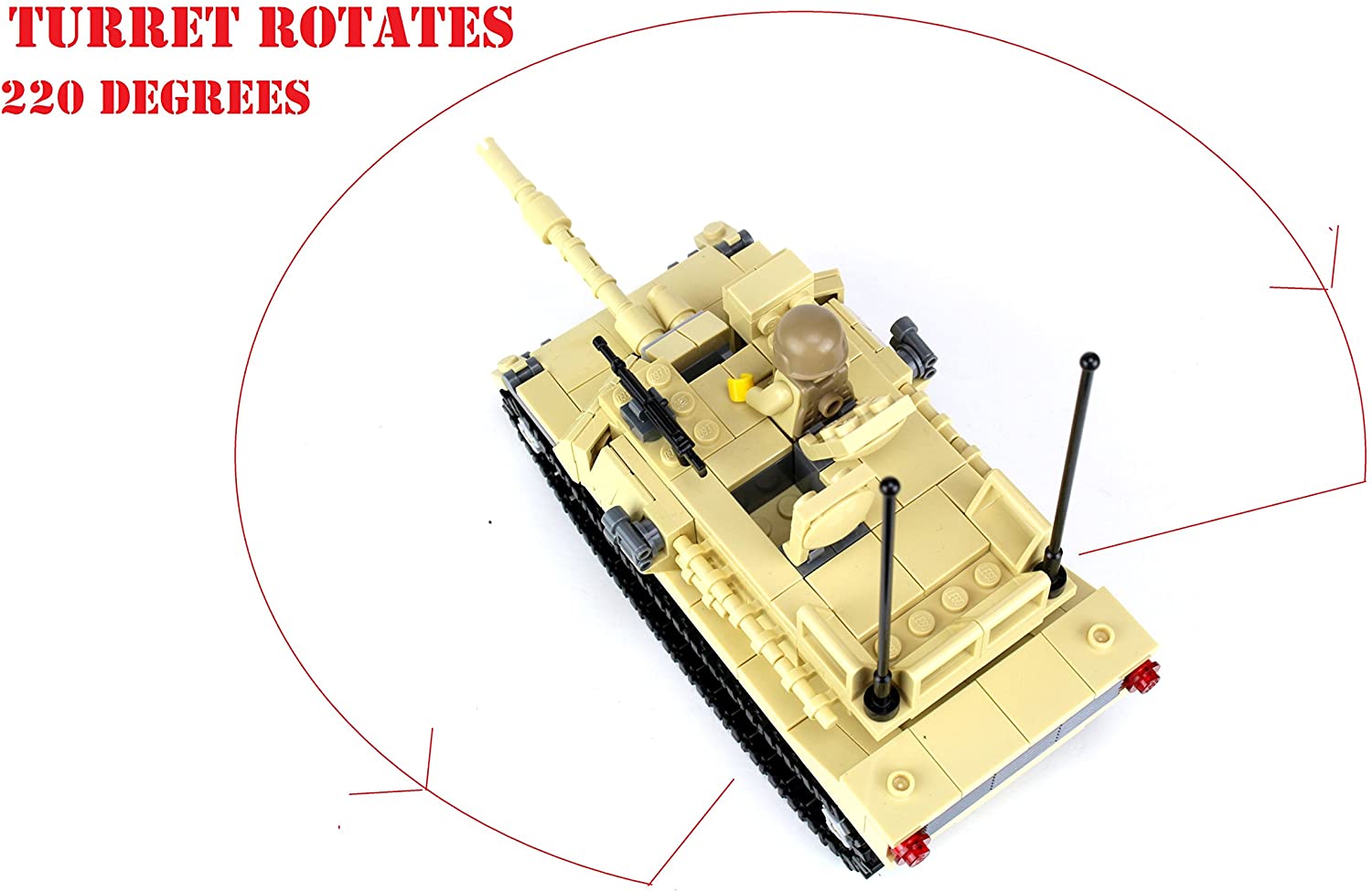 Tan M1 Abrams Tank Military Building Set made using LEGO bricks