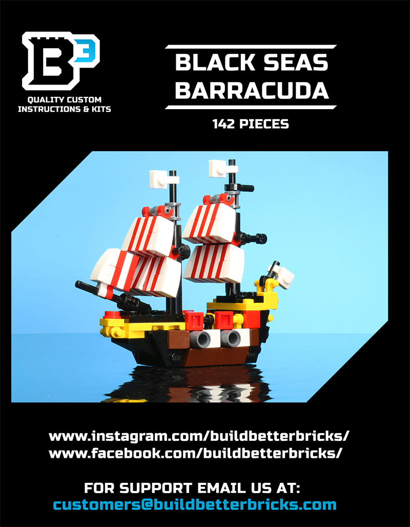 Custom Mini Black Seas Barracuda with Captain Brickbeard Minifigure