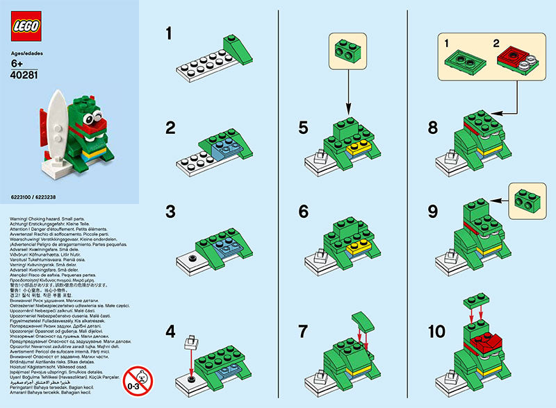 Instructions for LEGO Surfer Dragon (June 2018 LEGO Mini Build)