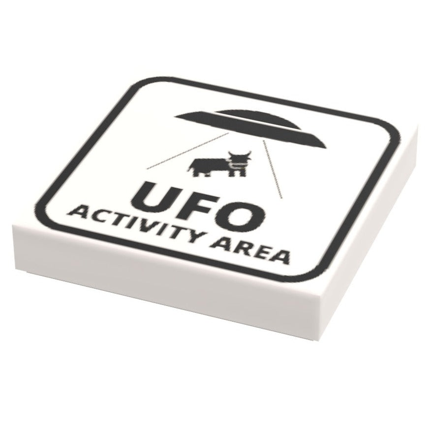 UFO Activity Area Sign (2x2 Tile, Minifig Scale) made using LEGO part