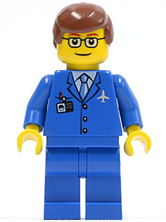 Airplane Pilot (Blue Suit, Male) - LEGO City Minifigure (2007)