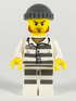 Jail Prisoner (Male, Prison Stripes, Dark Bluish Gray Knit Cap, Reddish Brown Beard and Stubble)- LEGO City Minifigure (2020)