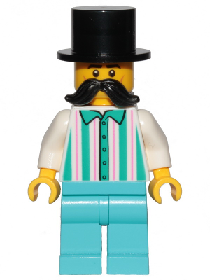 Male Fairground Employee - (Striped Shirt, Moustache) - City Minifigure (2020)