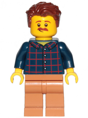 Dad - (Dark Blue Plaid Shirt, Light Brown Legs) - LEGO City Minifigure (2020)