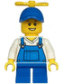 Boy (Male, Blue Overalls, Blue Cap with Tiny Yellow Propeller) - LEGO City Minifigure (2020)