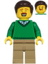 Dad (Male, Green V-Neck Sweater, Dark Brown Hair) - LEGO City Minifigure (2020)