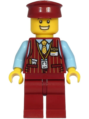 Tram Driver (Male, Dark Red Vest) - LEGO City Minifigure (2020)