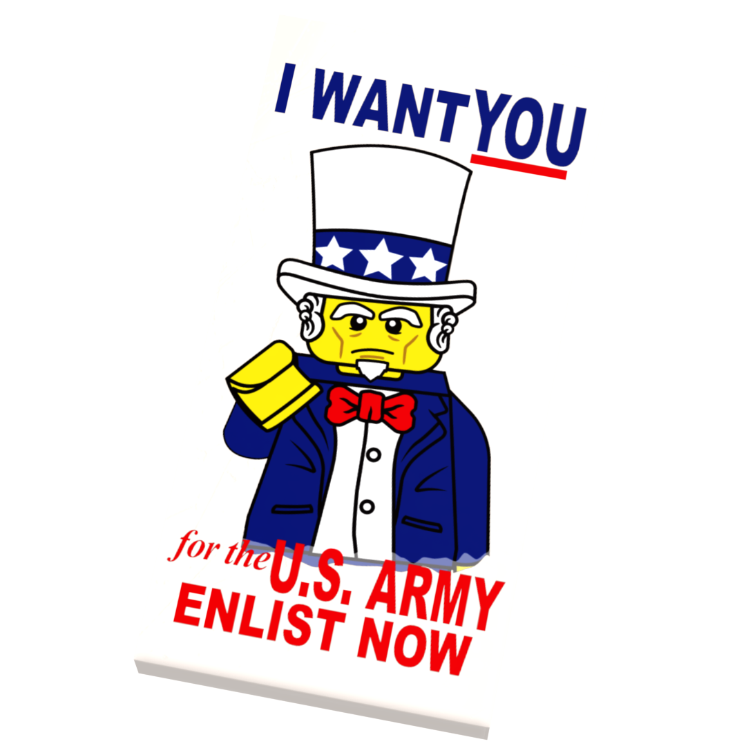 B3 Customs® I WANT YOU USA Military Recruitment Poster (2x4 Tile)
