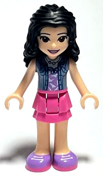 Emma (Dark Pink Layered Skirt, Sand Blue Top with Birds)- LEGO Friends Minifigure (2021)Friends ,