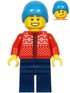 Male, Red Christmas Jacket, Blue Legs w/ Beanie - LEGO City Winter, Christmas Minifigure (2020)