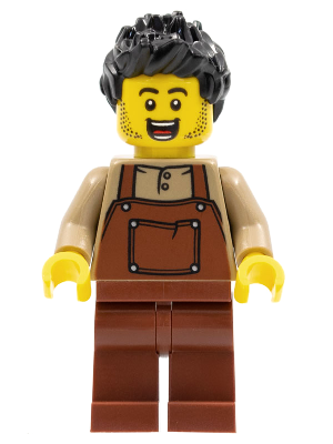 Man in Overalls ( Reddish Brown Overalls, Male)  - LEGO City / Holiday Minifigure (2022)