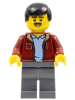 Man in Dark Red Jacket (  Dark Red Jacket with Bright Light Blue Shirt, Male)  - LEGO City / Holiday Minifigure (2022)