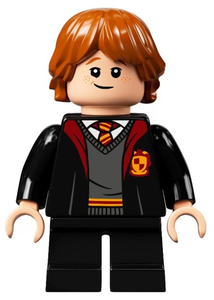 Ron Weasley (Gryffindor Robe, Sweater, Shirt and Tie, Black Short Legs)- LEGO Harry Potter Minifigure (2021)