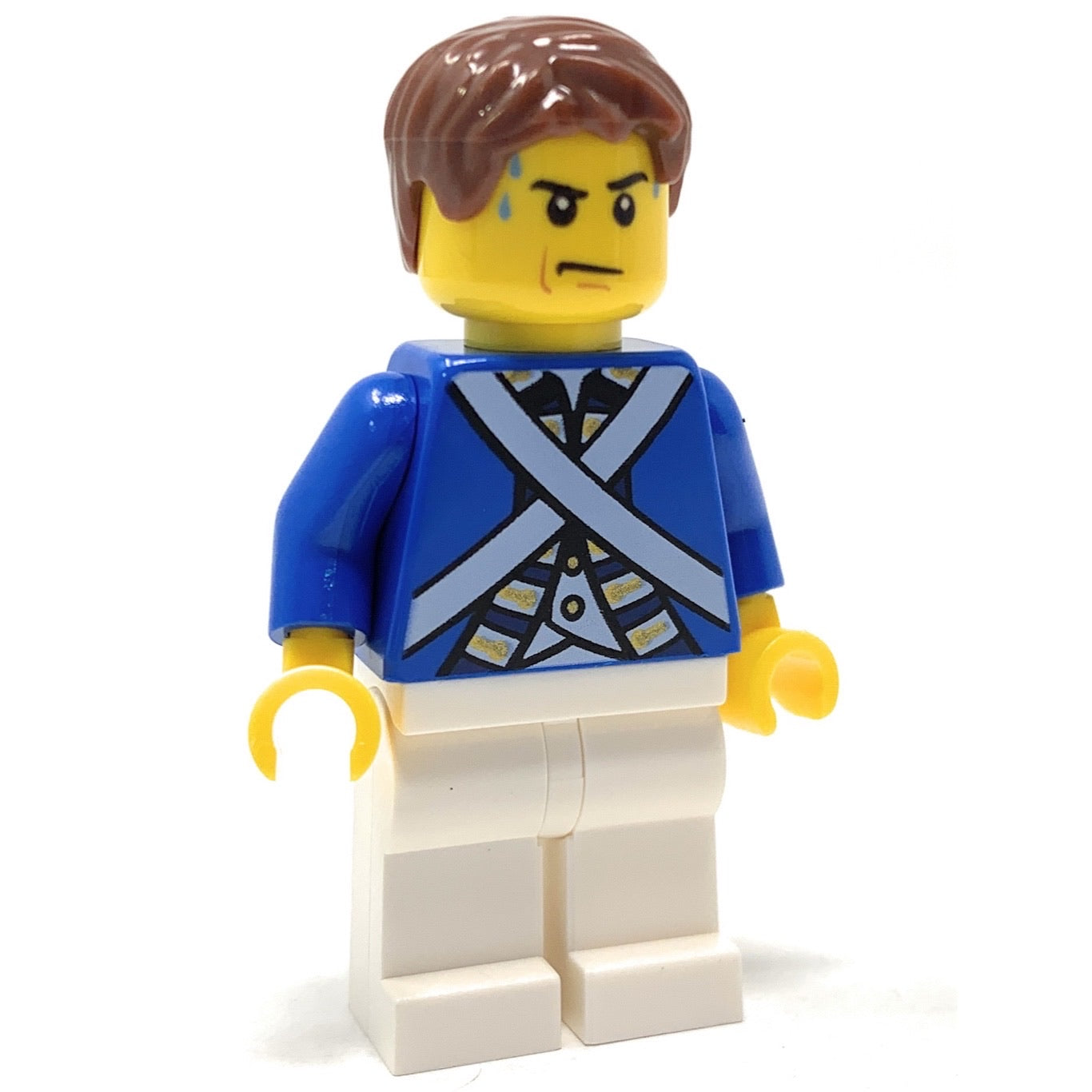 Bluecoat Soldier (Brown Hair, Sweat Drops) - LEGO Pirates Minifigure (2015)